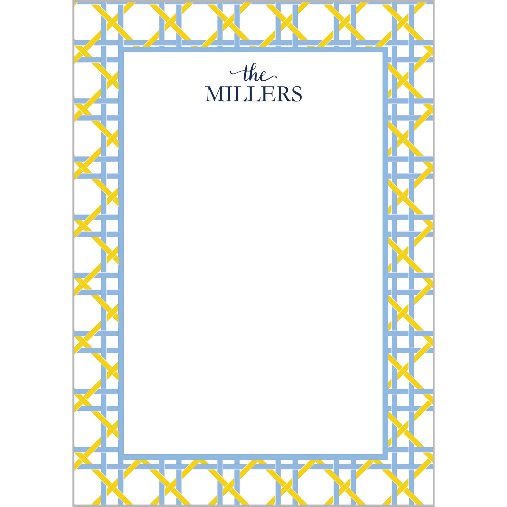 Basketweave Personalized Notepad | Yellow + Lt. Blue