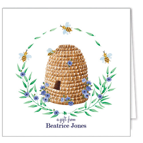 Bee Hive Laurel Personalized Enclosure Cards + Envelopes