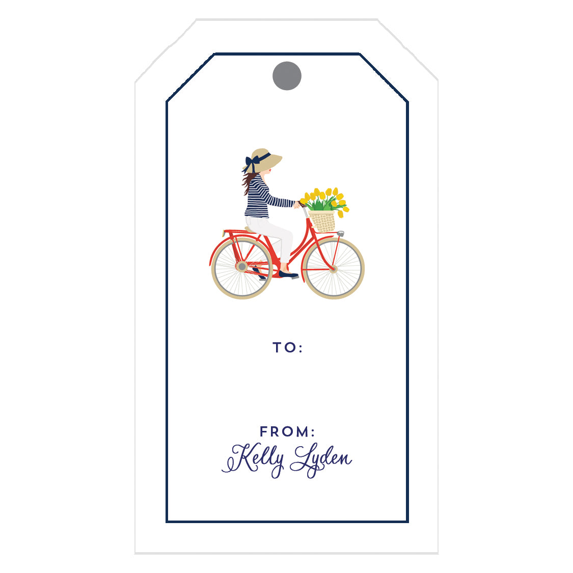 Preppy Girl on Bicycle Personalized Gift Tags