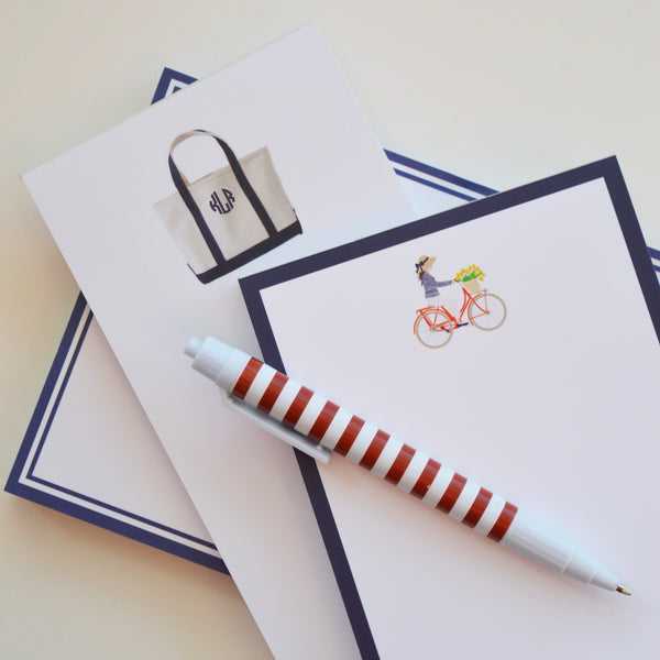 Bike Notepad Preppy Girl Riding Red Bicycle Personalized Notepad - WH Hostess Social ...