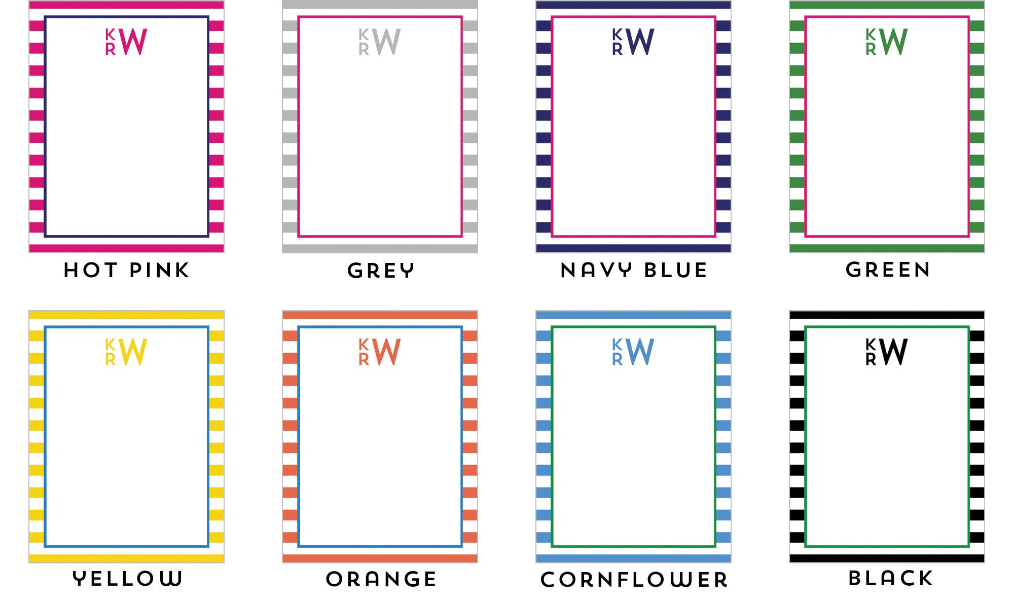 Rugby Stripe Monogram Personalized Notepad - Multiple Colors