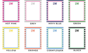 Rugby Stripe Monogram Personalized Notepad - Multiple Colors