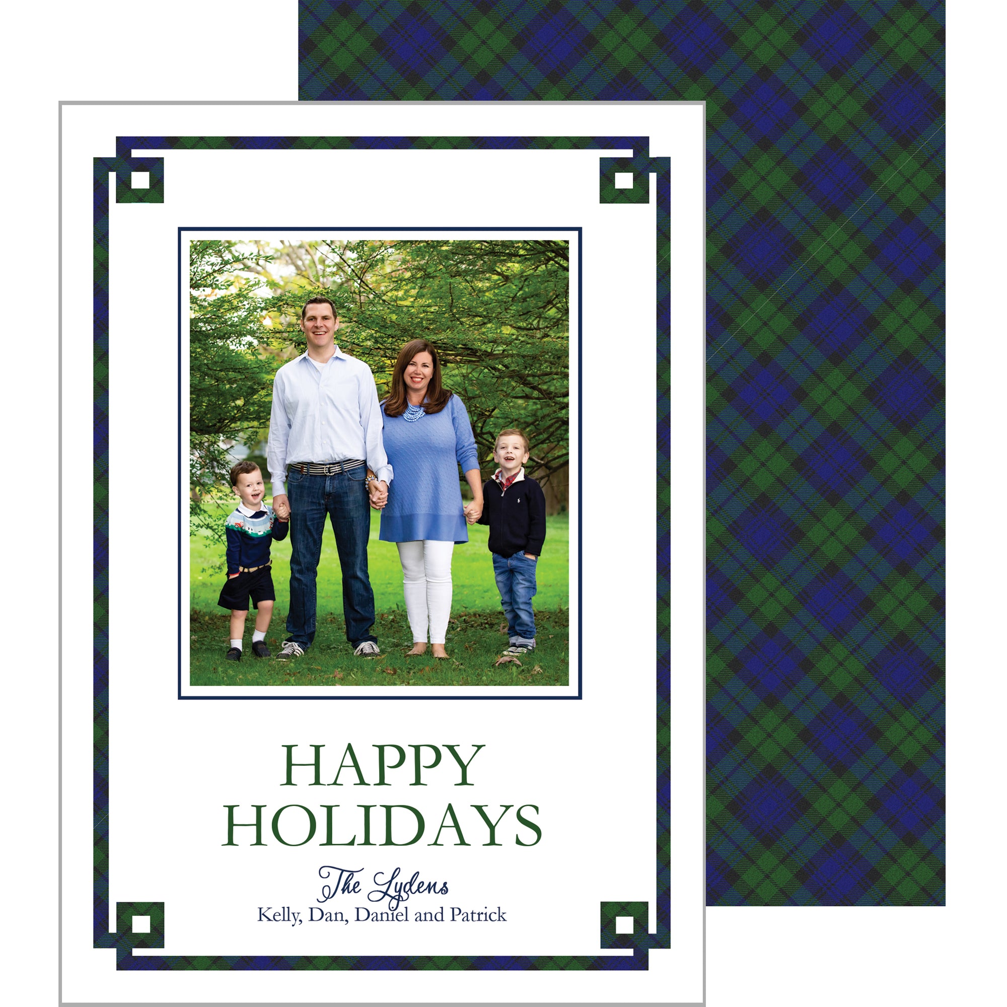 Black Watch Plaid Fretwork Holiday Photo Card