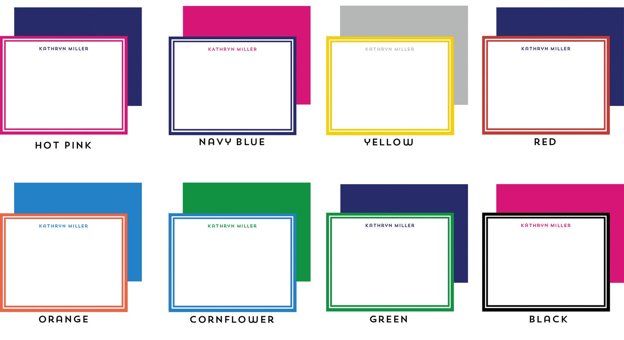 Block Letters Personalized Flat Notecards - More Color Options