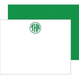 Block Monogram Personalized Flat Notecards - More Color Options