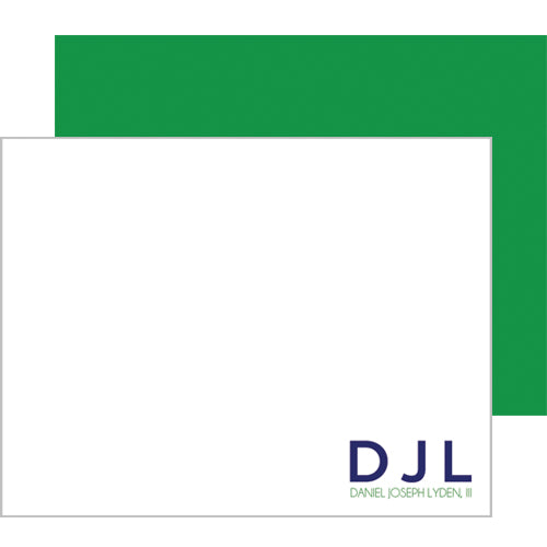 Block Initials Personalized Flat Notecards - More Color Options