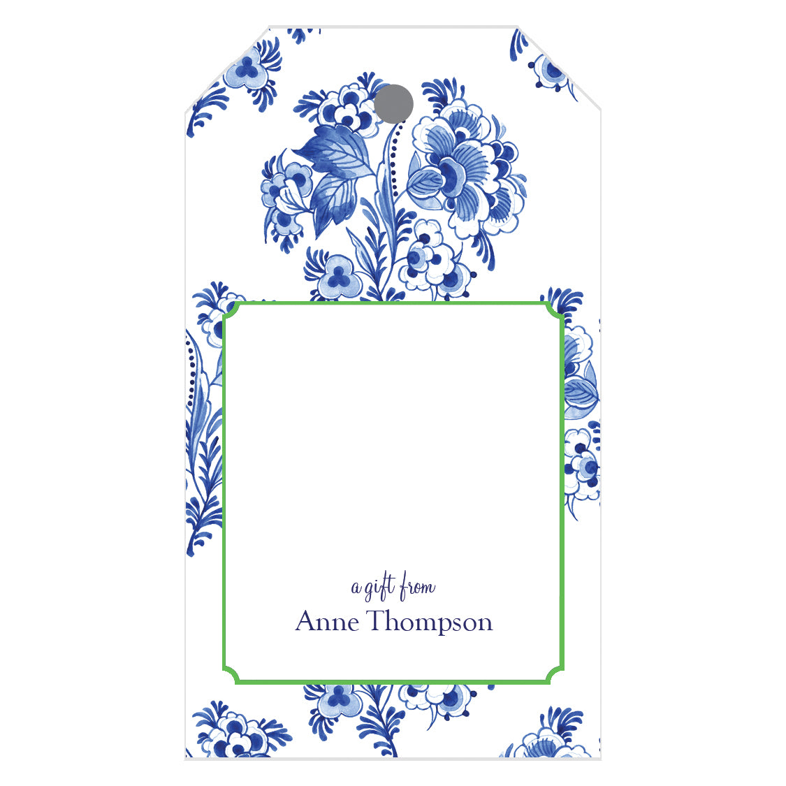 Wholesale Blue and White Floral Motif Block Print Personalized Gift Tags