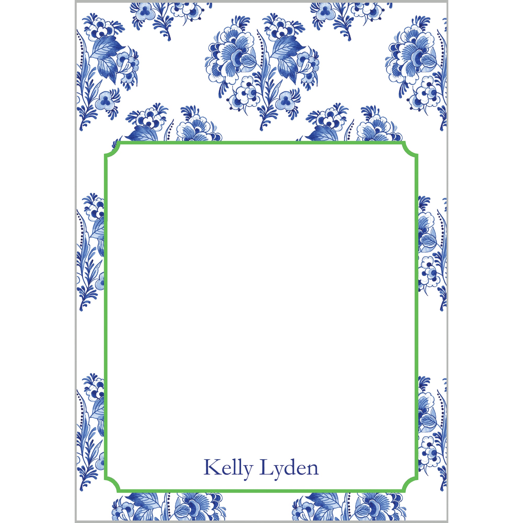 Wholesale Blue and White Floral Block Print Personalized Notepad