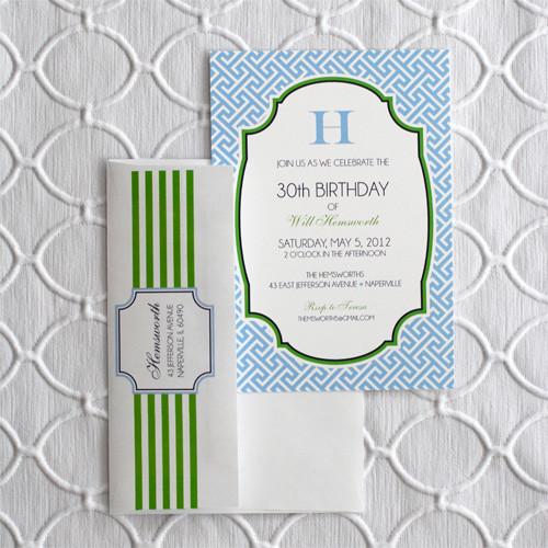 Preppy Blue Greek Key Party Invitation Wholesale