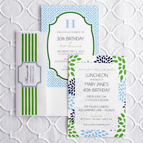 Preppy Blue Greek Key Party Invitation Wholesale