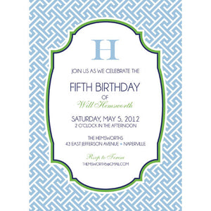 Preppy Blue Greek Key Party Invitation