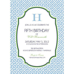 Preppy Blue Greek Key Party Invitation Wholesale