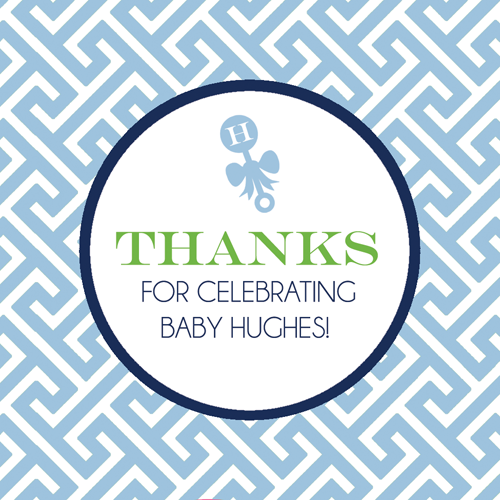Preppy Blue Greek Key Rattle Square Sticker - Set of 12 Wholesale