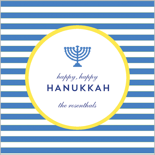 Menorah Stripe Hanukkah Square Gift Sticker