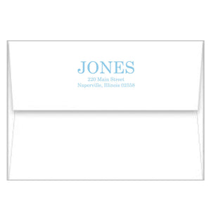 Blue + Chartreuse Greek Key Border A2 Birth Announcement Card