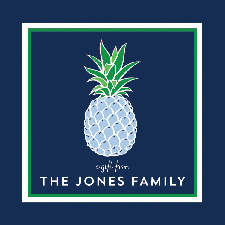 Blue Pineapple Personalized Gift Sticker | Set of 24