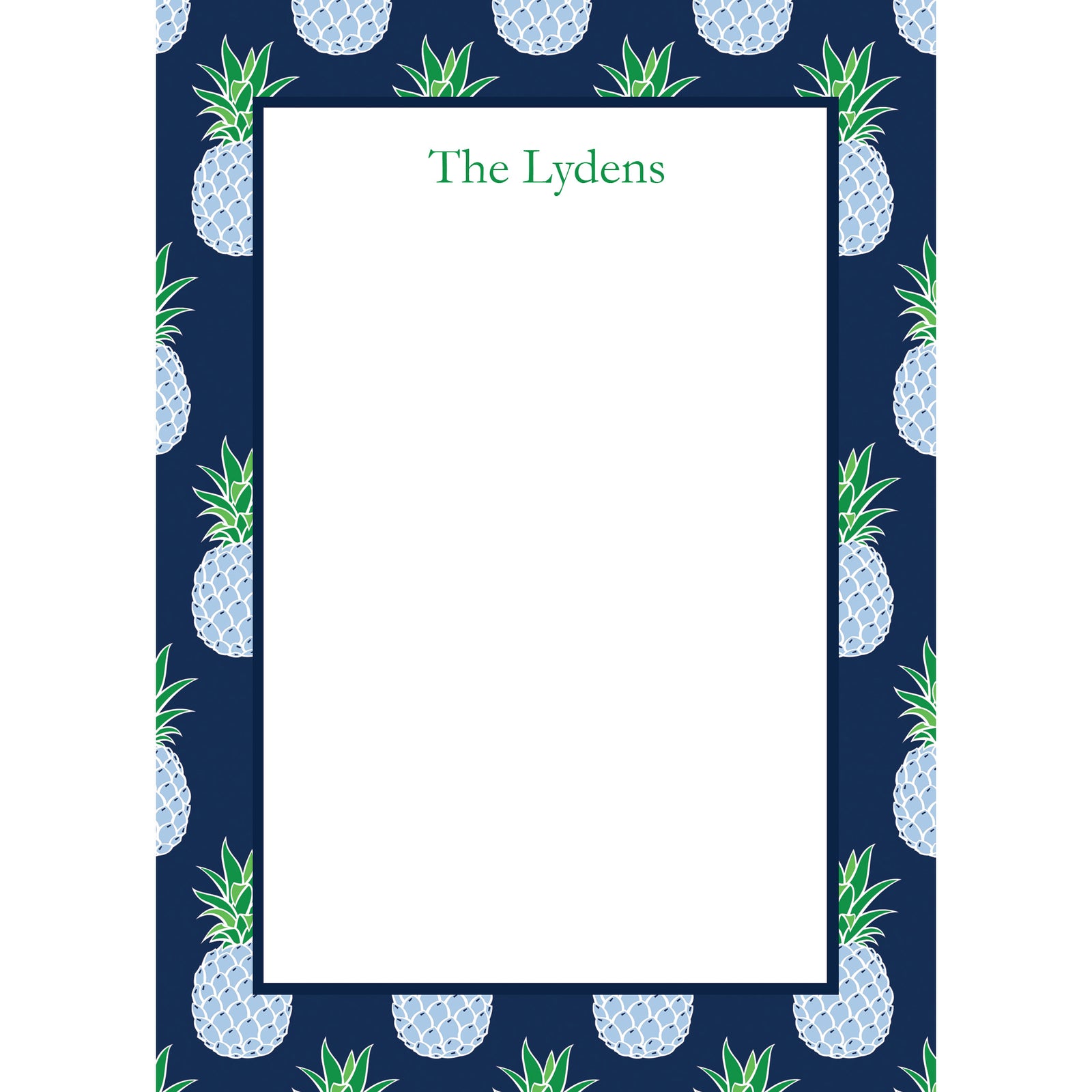 Blue Pineapple Pattern Personalized Notepad