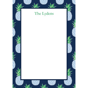 Blue Pineapple Pattern Personalized Notepad