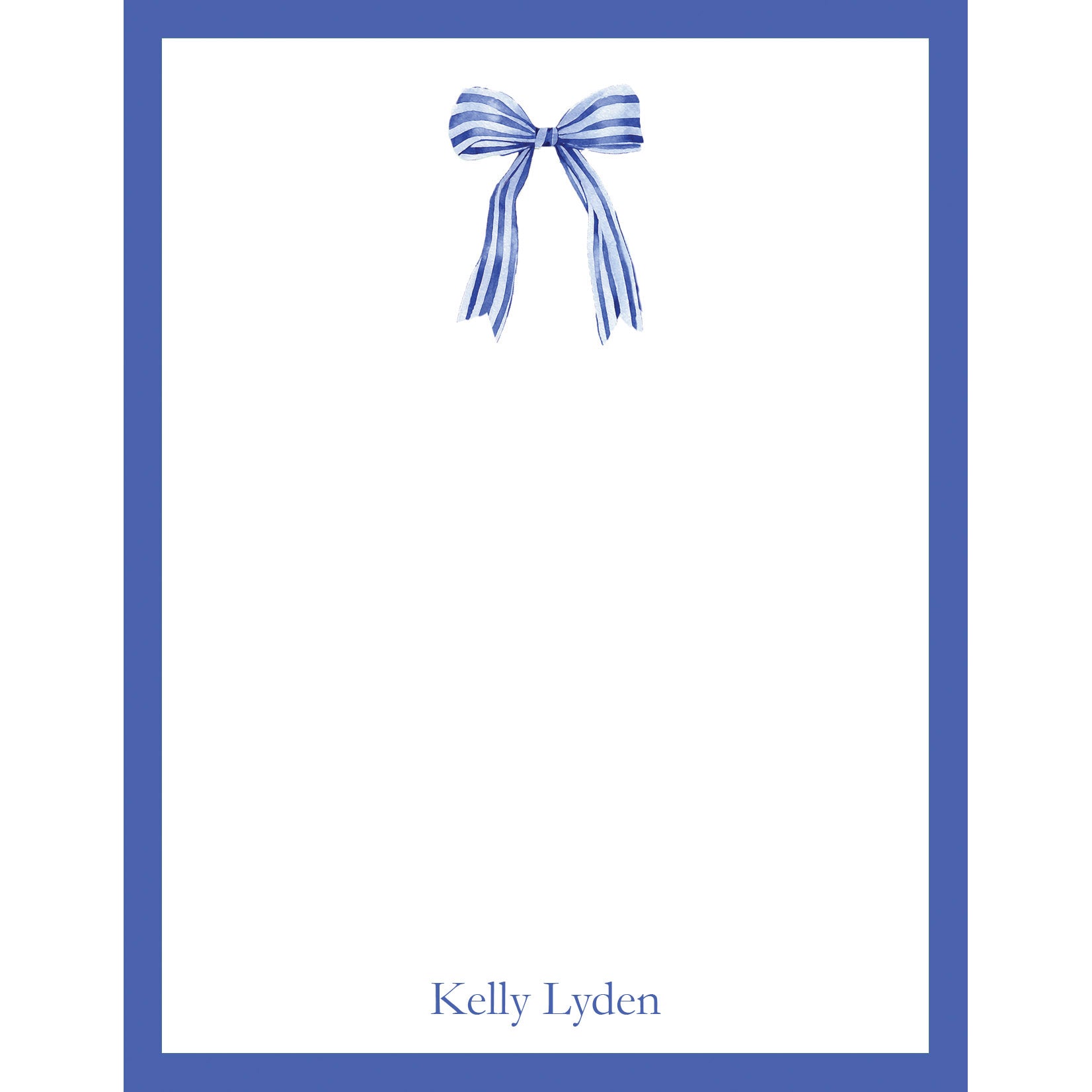 Blue Stripe Bow Personalized Notepad