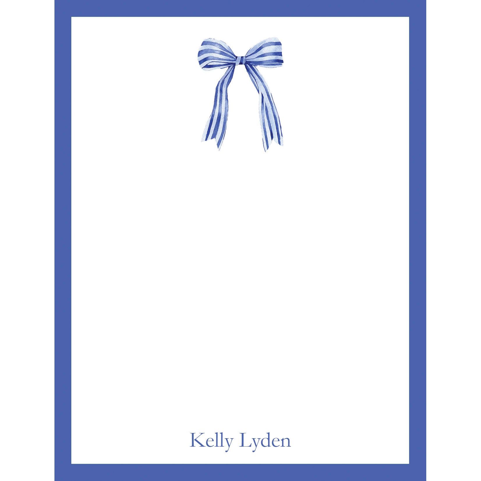 Bow Notepad Blue Stripe Bow Personalized Notepad - WH Hostess Social Stationery