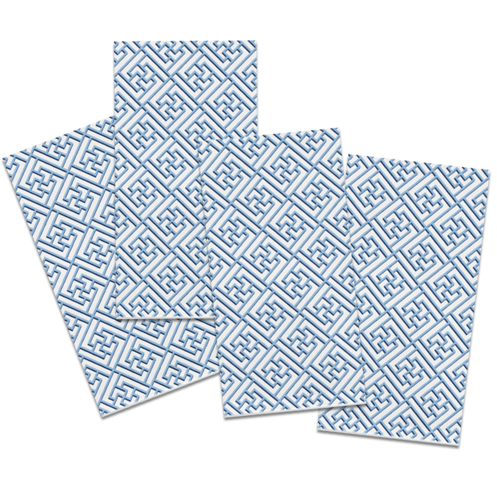 20"x20" Dinner Napkin Set of 4 | Blue Trellis Fretwork