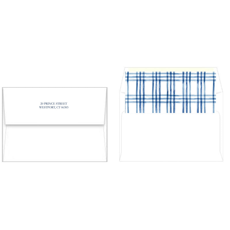 Watercolor Windowpane Vertical Holiday Photo Card | Blue