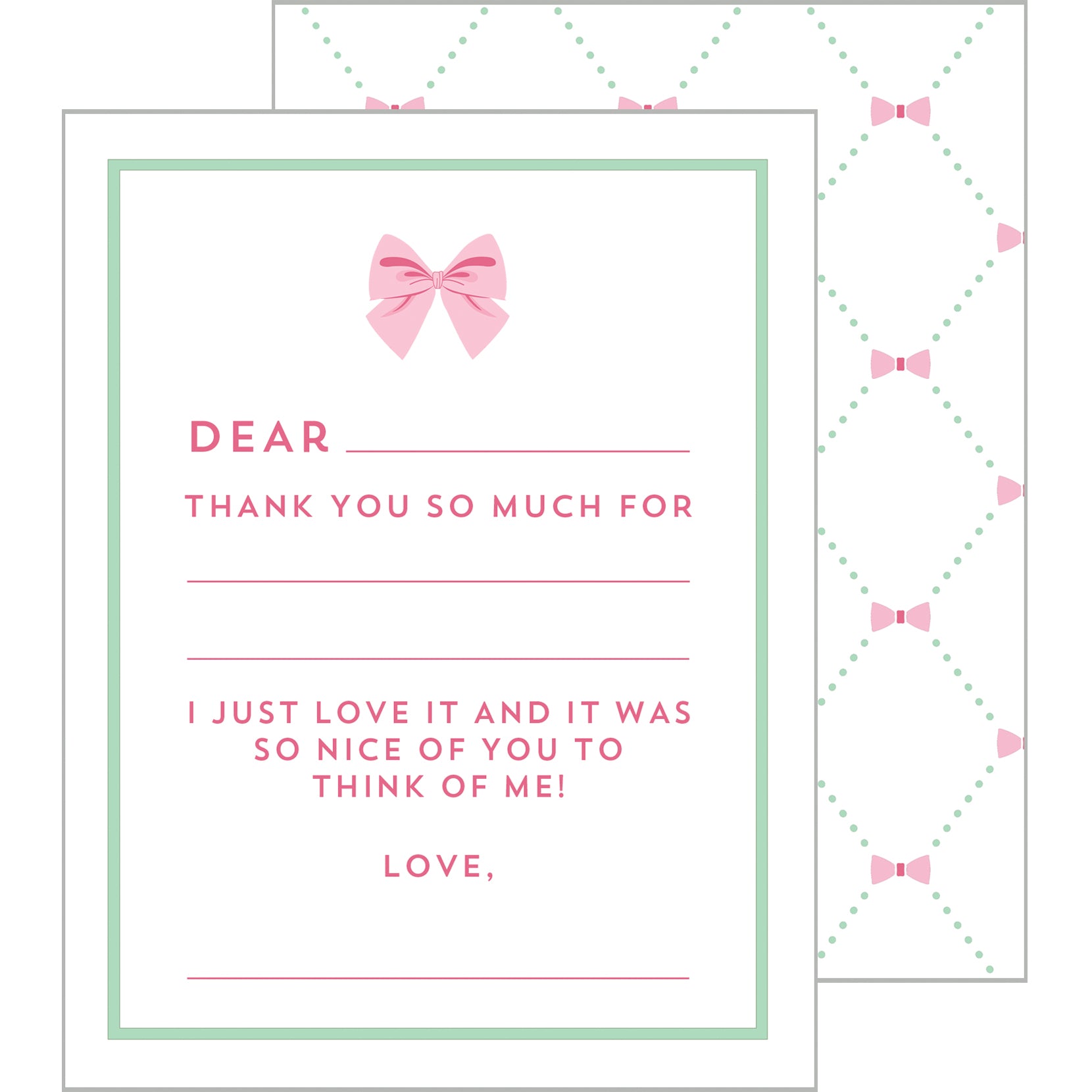 In Stock Fill In the Blank Flat Notecards | Pink Bow