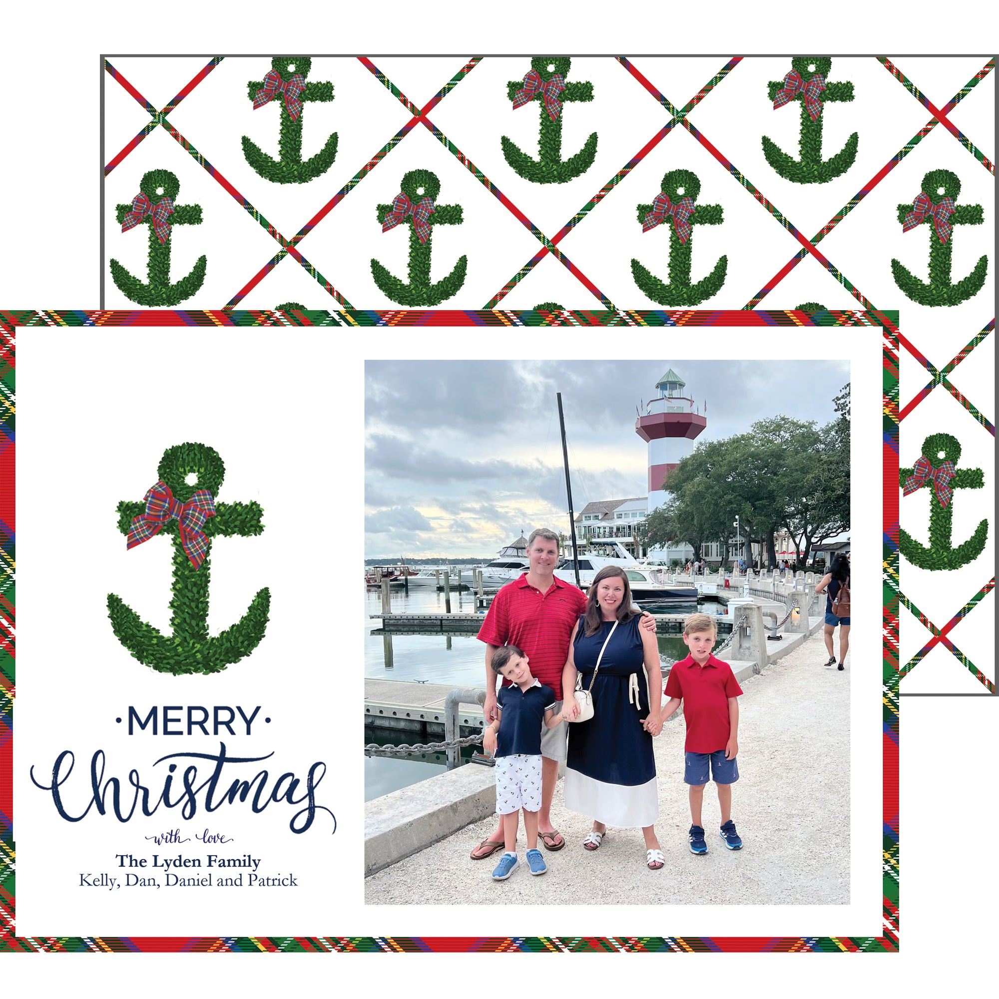 Boxwood Anchor Christmas Photo Card