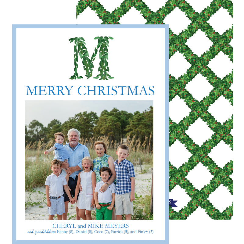 Boxwood Initial Vertical Holiday Photo Card