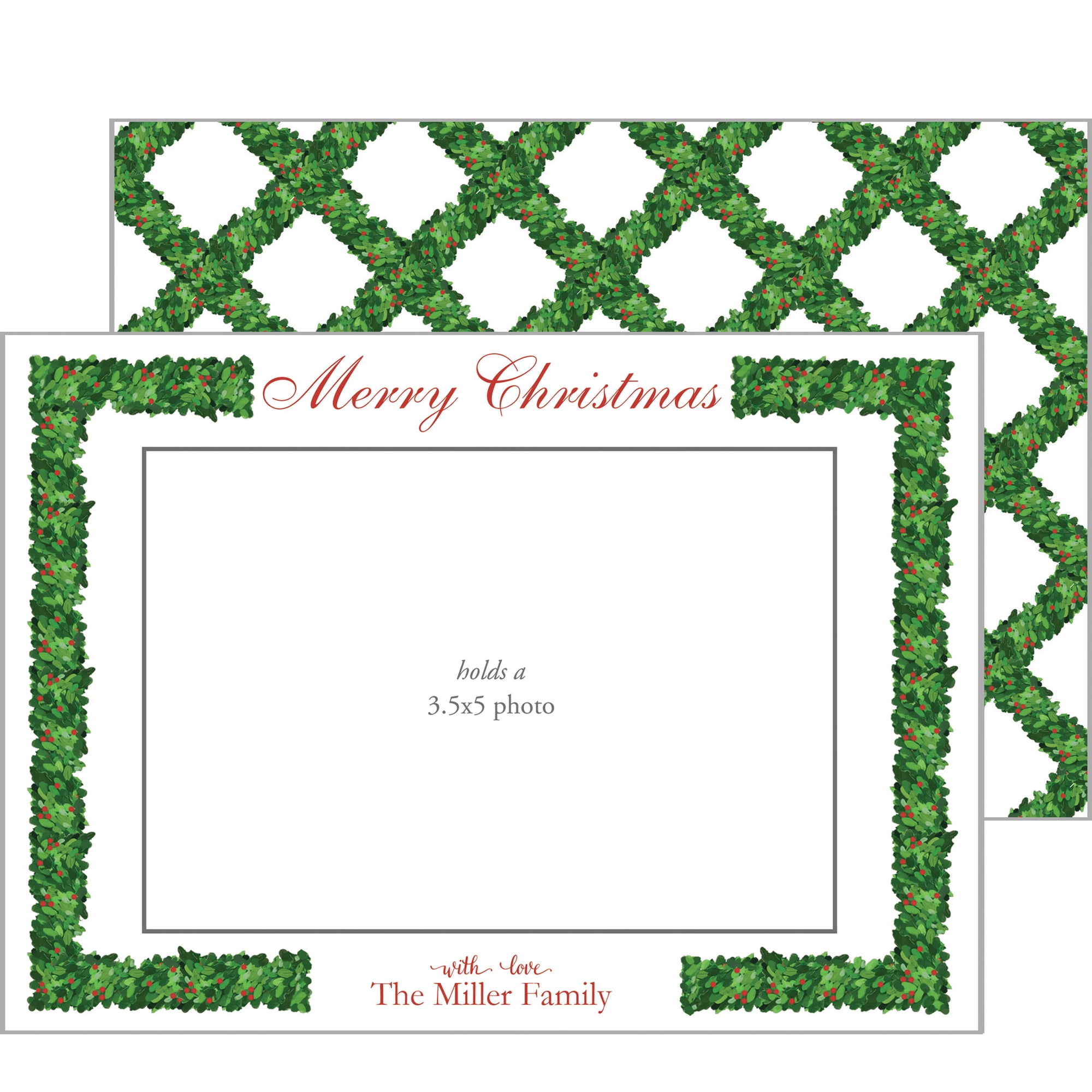 Photo Mount Holiday Photo Card | Boxwood Lattice Horizontal