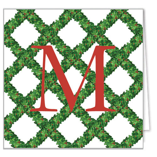 Boxwood Lattice Personalized Christmas Enclosure Cards + Envelopes