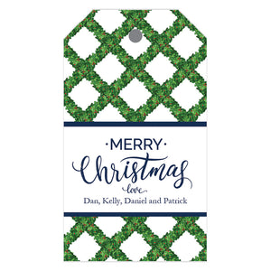 Christmas Boxwood Lattice Personalized Holiday Gift Tags
