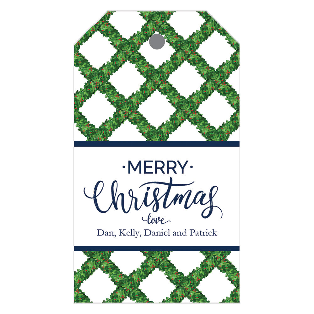 Wholesale Christmas Boxwood Lattice Personalized Holiday Gift Tags
