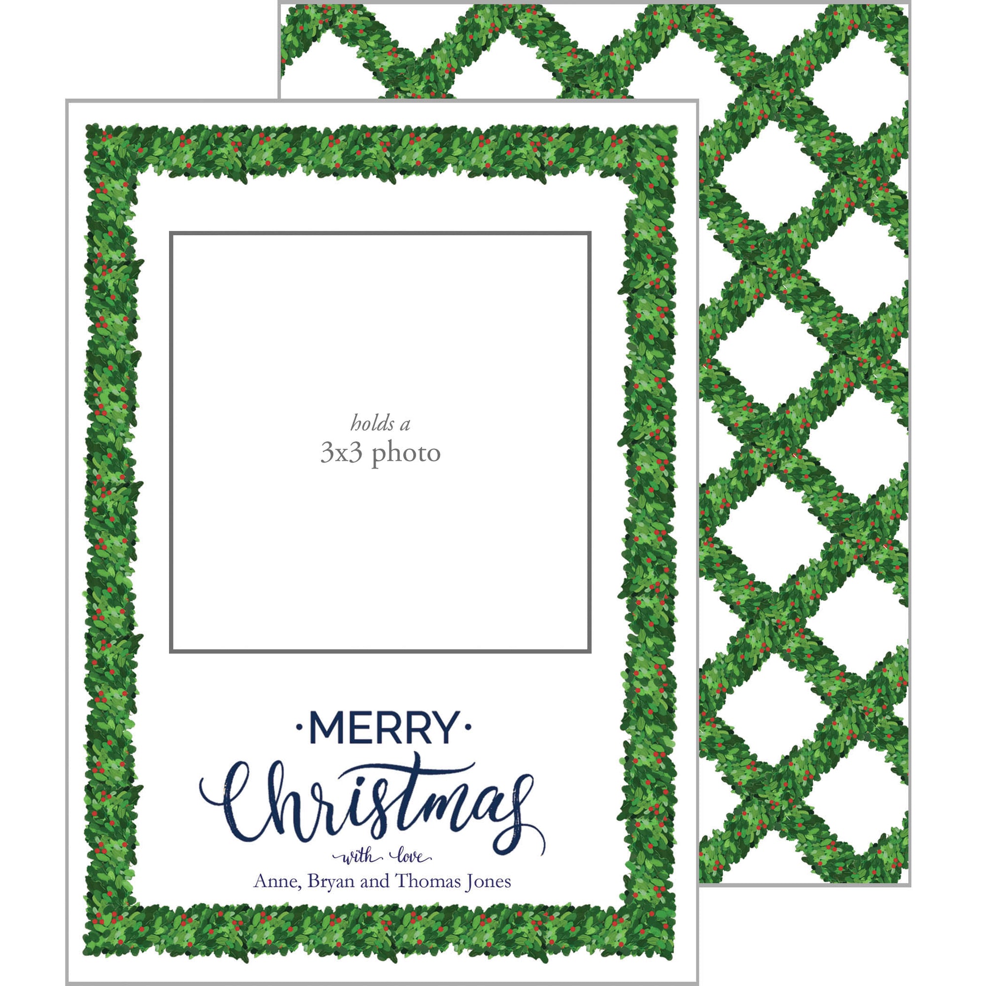 Photo Mount Holiday Photo Card | Boxwood Lattice Vertical