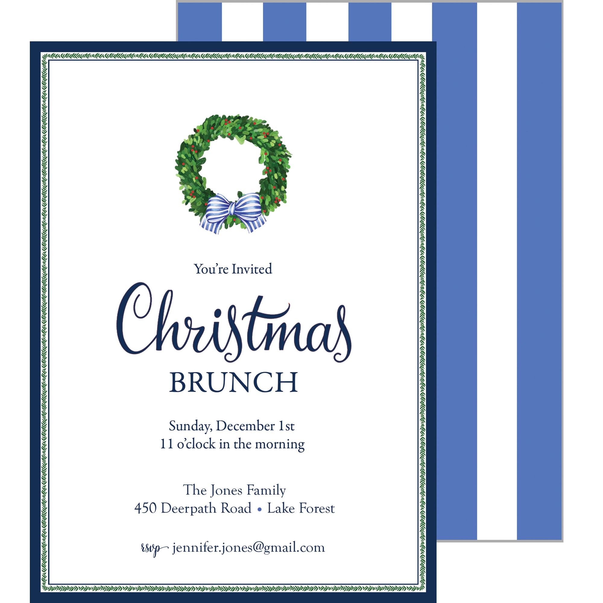 Boxwood Christmas Wreath Holiday Party Invitation