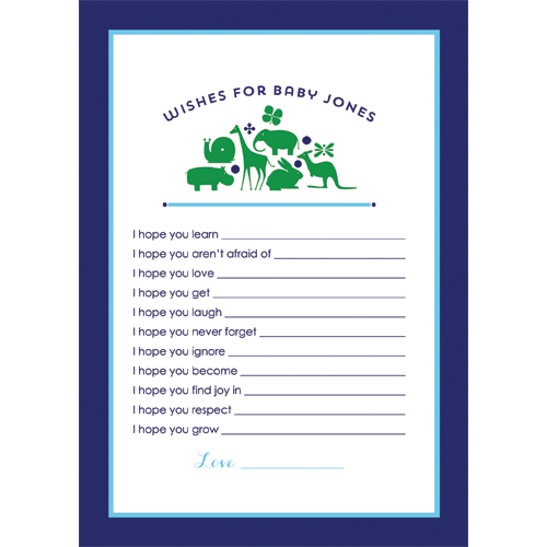 Preppy Animal Silhouettes Wishes for Baby Cards - Boy
