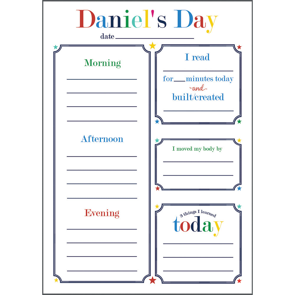 5x7 Kids Daily Planner Notepad (100 pages) | Primary Colors