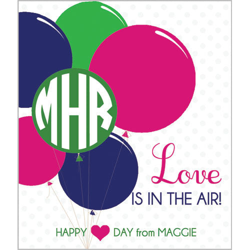Monogram Balloons "Love is in the Air" Kids Valentines - Brights