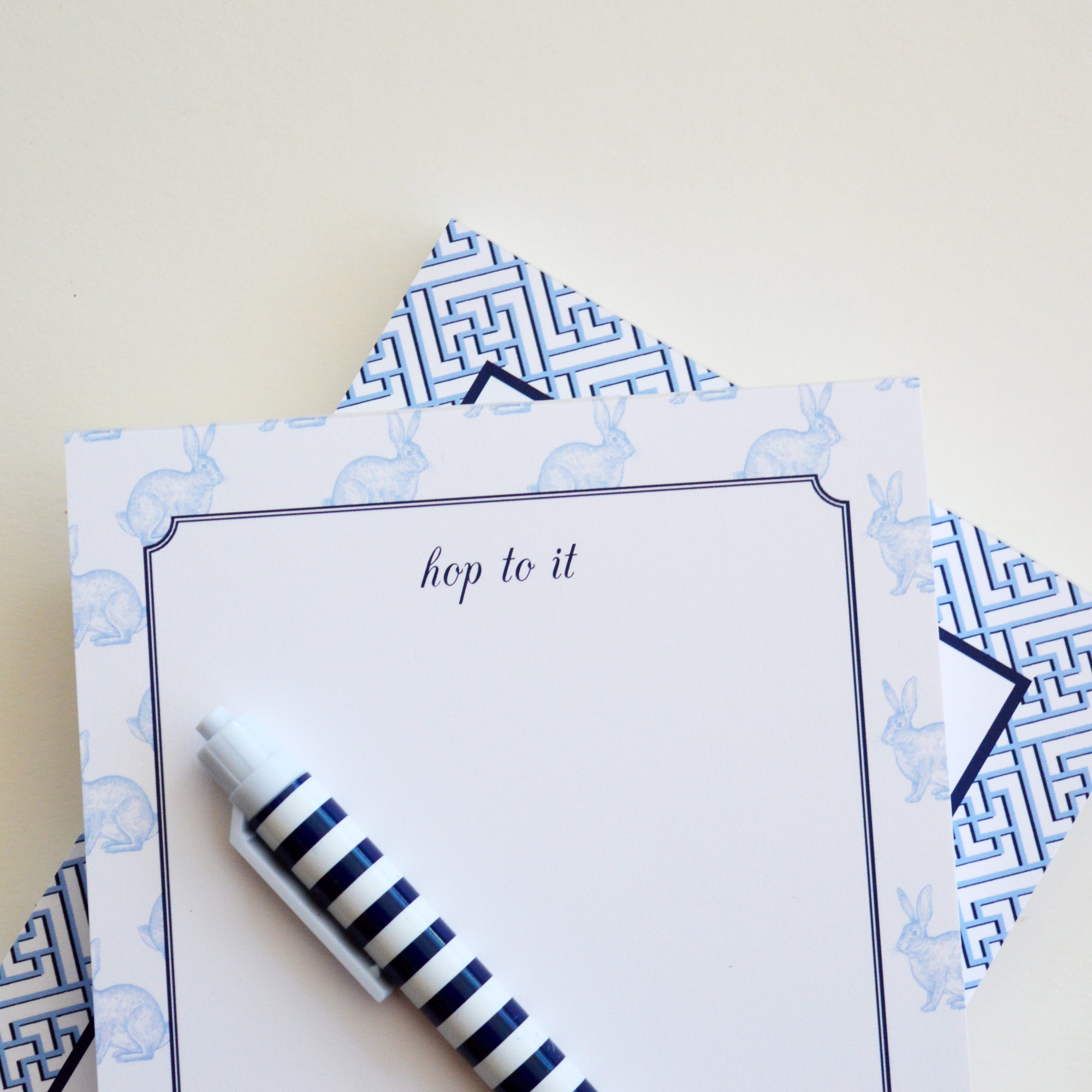 Blue Bunny Pattern Personalized Notepad