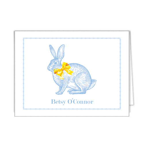 Blue Bunny Personalized Folded Notecards