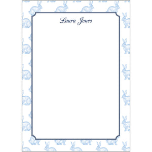 Blue Bunny Pattern Personalized Notepad