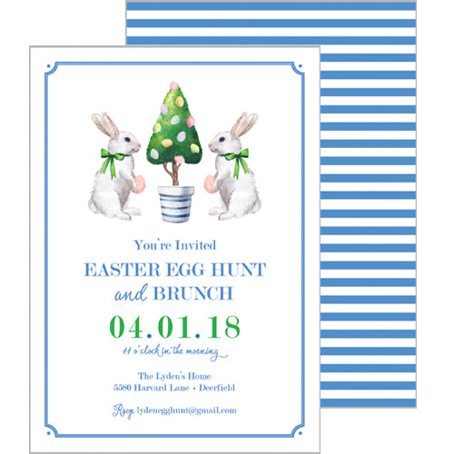 Bunny Topiary Tree Easter Party Invitation