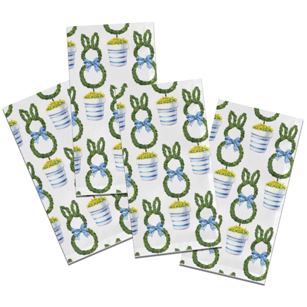 20"x20" Dinner Napkin Set of 4 | Bunny Topiary