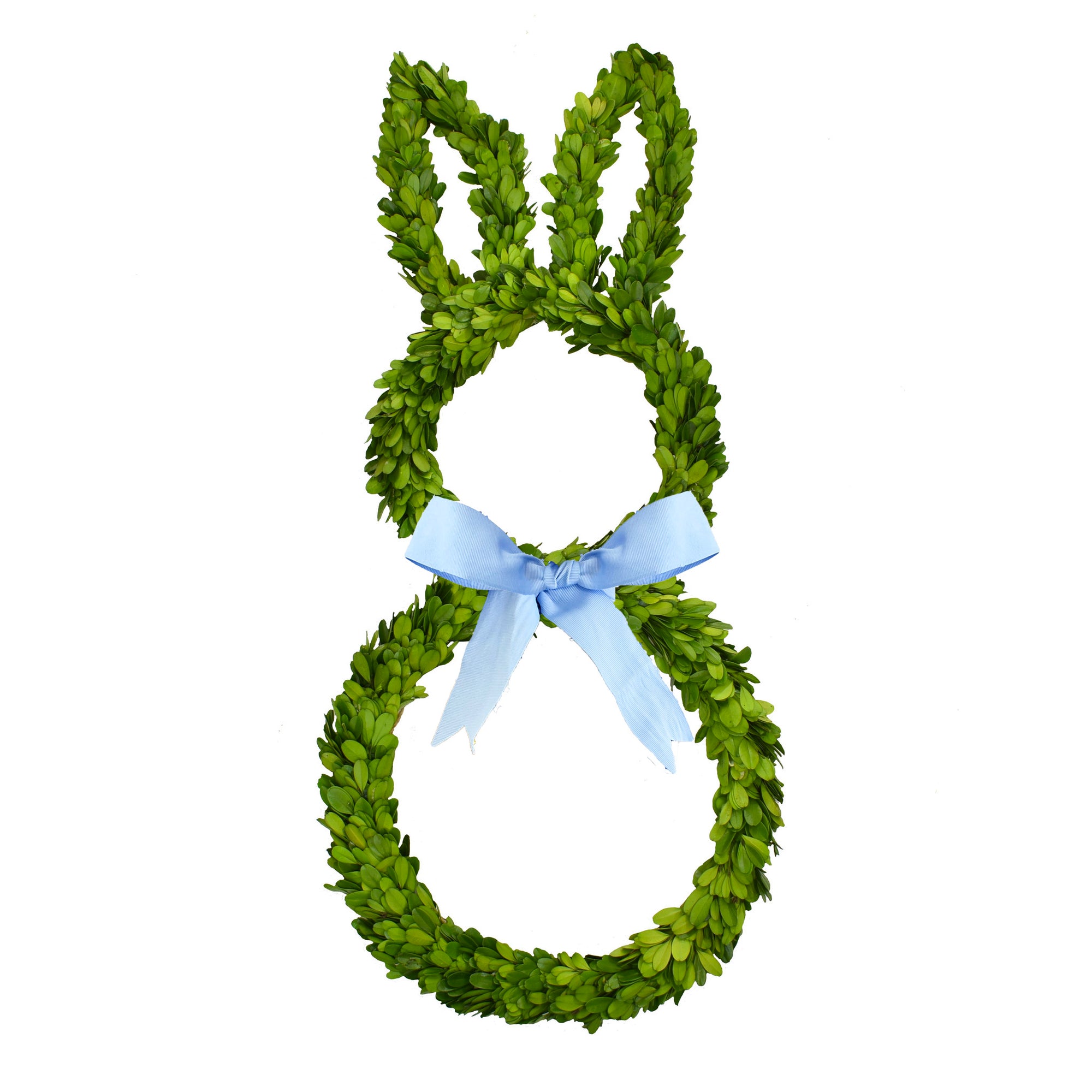 27" Boxwood Bunny Wreath with Blue Bow