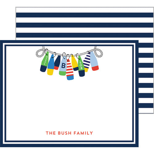 Nautical Buoy Personalized Flat Notecards