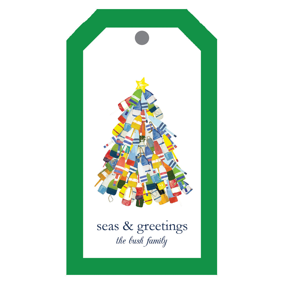 Nautical Bouys Christmas Tree Personalized Gift Tags WH Hostess Nautical bouys christmas tree personalized gift tags wh hostess