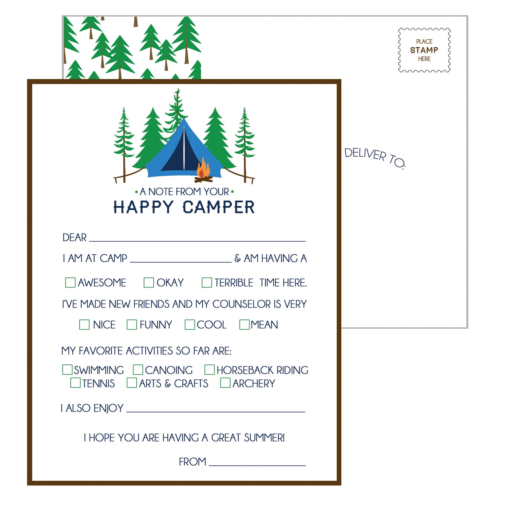 Happy Camper Postcards | Set of 25