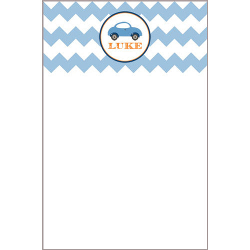 Little Blue Car Chevron Notecard