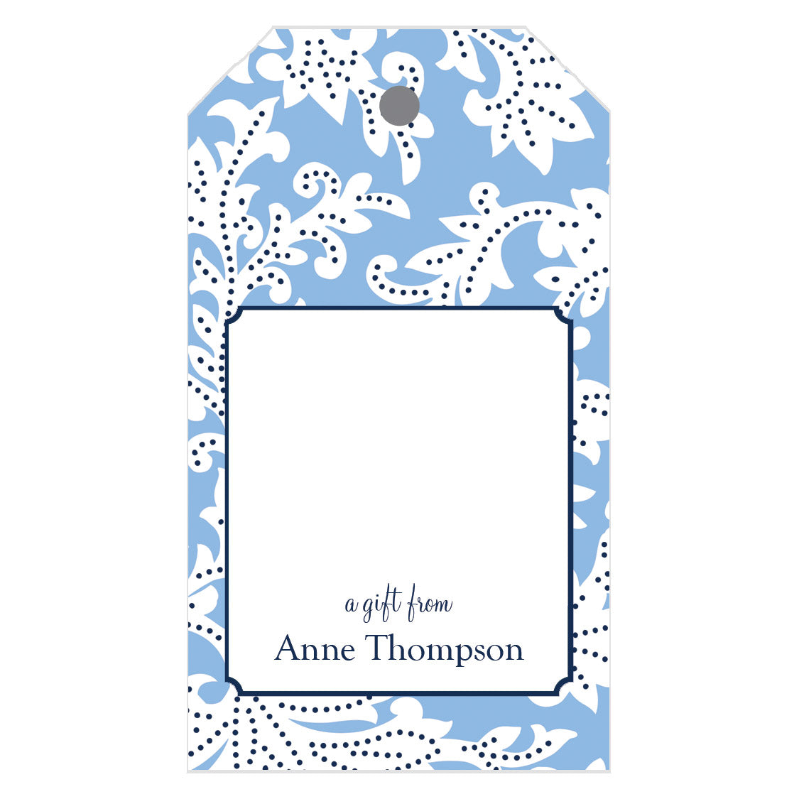 Blue and White China Damask Personalized Gift Tags
