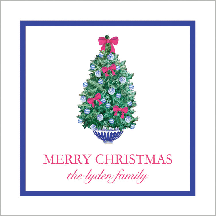 Chinoiserie Christmas Tree Gift Sticker | Set of 24